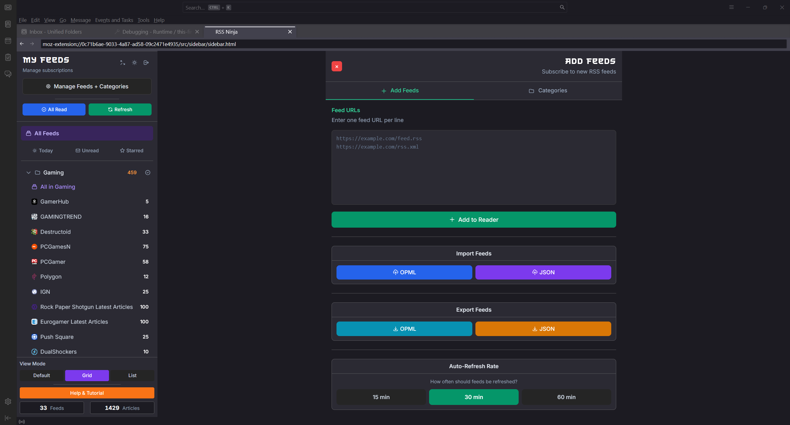 RSS Ninja Thunderbird